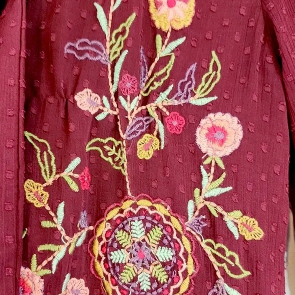 Zara Boho Floral Embroidery Chiffon Dress Sz. Medium - Picture 4 of 11
